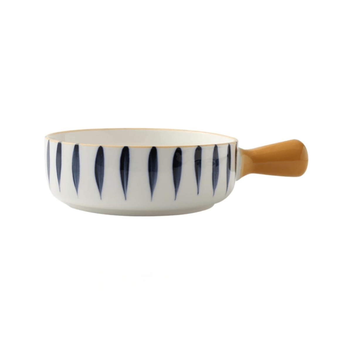 Elegant Ceramic Handle Bowl – Blue Leaf Pattern (1 Piece) - Memories InsiteBLUE LEAF PATTREN HANDLE BOWL